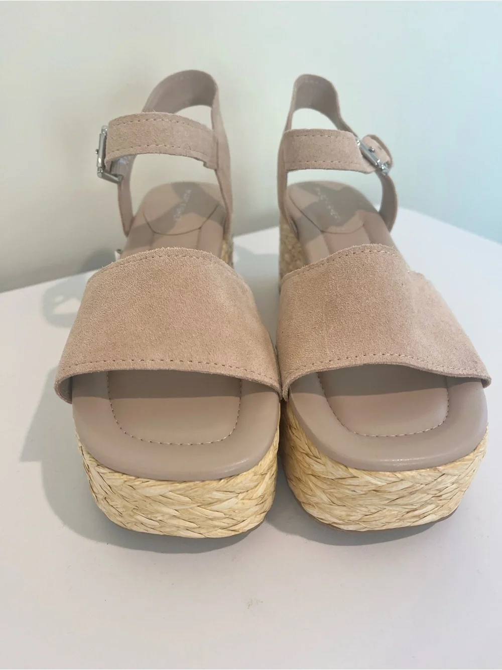 Marc Fisher Jellard Natural Platform Wedge Espadrille Sandals Women’s Size 10